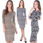 Damen Kleid Bleistiftkleid Partykleid Animal;