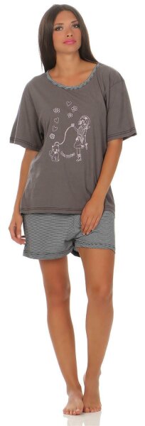 Damen kurzer Pyjama Tshirt mit Hotpants Nachtwäsche;