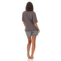 Damen kurzer Pyjama Tshirt mit Hotpants Nachtwäsche;