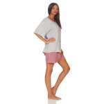 Damen kurzer Pyjama Tshirt mit Hotpants Nachtwäsche;