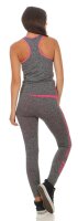 Damen Yoga Sport Set Zweiteiler Fitness Hose Leggings;