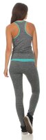 Damen Yoga Sport Set Zweiteiler Fitness Hose Leggings;