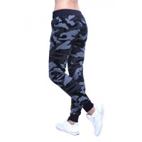 Damen Jogging Sport Hose mit Taschen Camouflage; Schwarz/S