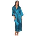 Damen langes Kimono Nachtmantel Seidenrobe Morgenmantel, S M L XL 2XL