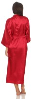 Damen langes Kimono Nachtmantel Seidenrobe Morgenmantel,  Weinrot S