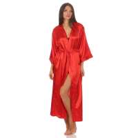 Damen langes Kimono Nachtmantel Seidenrobe Morgenmantel,...