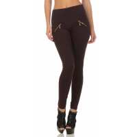 Damen Leggings Thermo Winter; Braun S/M