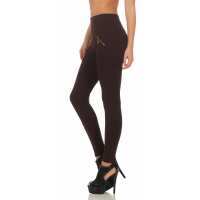 Damen Leggings Thermo Winter; Braun S/M