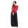 Damen Langarm Maxikleid Herbstkleid Kleid Lang Abend Maxi Kleider, Bordo/Schwarz/L/XL