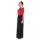 Damen Langarm Maxikleid Herbstkleid Kleid Lang Abend Maxi Kleider, Bordo/Schwarz/L/XL
