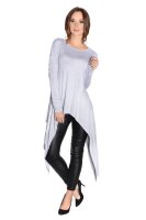 Longshirt mit verlängerte Saumenden Asymmetrisch; Graumeliert XL/2XL 42/44