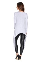 Longshirt mit verlängerte Saumenden Asymmetrisch; Graumeliert XL/2XL 42/44