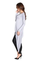 Longshirt mit verlängerte Saumenden Asymmetrisch; Graumeliert XL/2XL 42/44