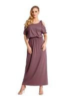 Damen Kleid Elegant 3/4 Arm Schulterfrei; Cappucino XL/2XL