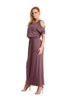 Damen Kleid Elegant 3/4 Arm Schulterfrei; Cappucino XL/2XL