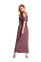 Damen Kleid Elegant 3/4 Arm Schulterfrei; Cappucino XL/2XL