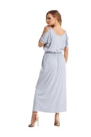 Damen Kleid Elegant 3/4 Arm Schulterfrei; Graumeliert S/M