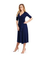 Damen Kleid 3/4 Arm Abendkleid mit V-Ausschnitt Cocktailkleid lang;