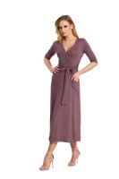 Damen Kleid 3/4 Arm Abendkleid mit V-Ausschnitt Cocktailkleid lang; Cappucino/M/L