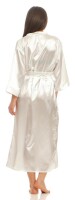 Damen langes Kimono Nachtmantel Seidenrobe Morgenmantel,  Ecru 2XL