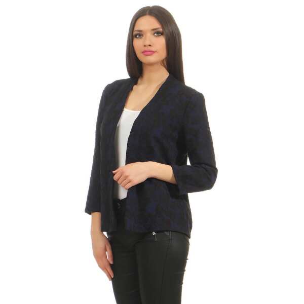 Damen Blazer Kurzjacke Jacke; Dunkelblau/Schwarz XS