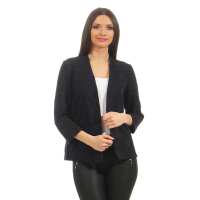 Damen Blazer Kurzjacke Jacke; Dunkelblau/Schwarz XS