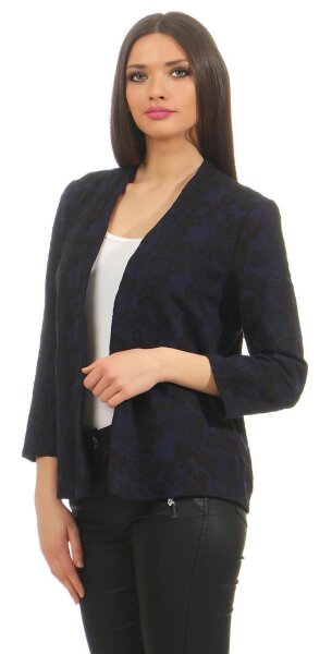 Damen Blazer Kurzjacke Jacke; Dunkelblau/Schwarz M