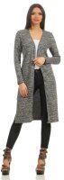 Damen Cardigan Jacke Strickjacke Langarm; Grau-Meliert XL
