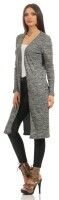 Damen Cardigan Jacke Strickjacke Langarm; Grau-Meliert XL