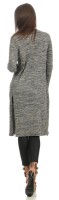 Damen Cardigan Jacke Strickjacke Langarm; Grau-Meliert XL