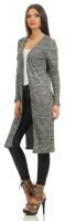 Damen Cardigan Jacke Strickjacke Langarm; Grau-Meliert 2XL