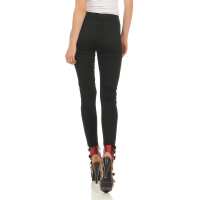 Destroyed Treggings Jeggings Hüfthose Stretch Slimfit Hose Skinny; Schwarz S