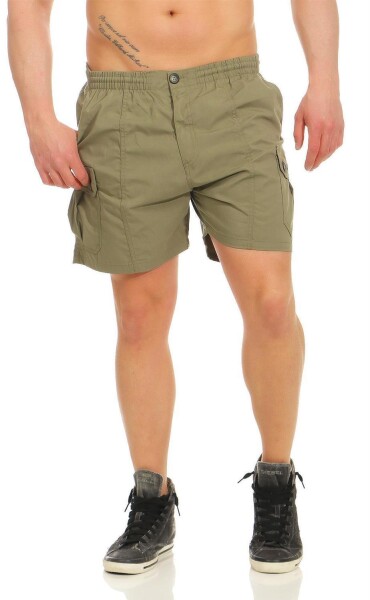 Herren Short Sporthose Freizeithose Bermudas mit Taschen; Olivgrün XL