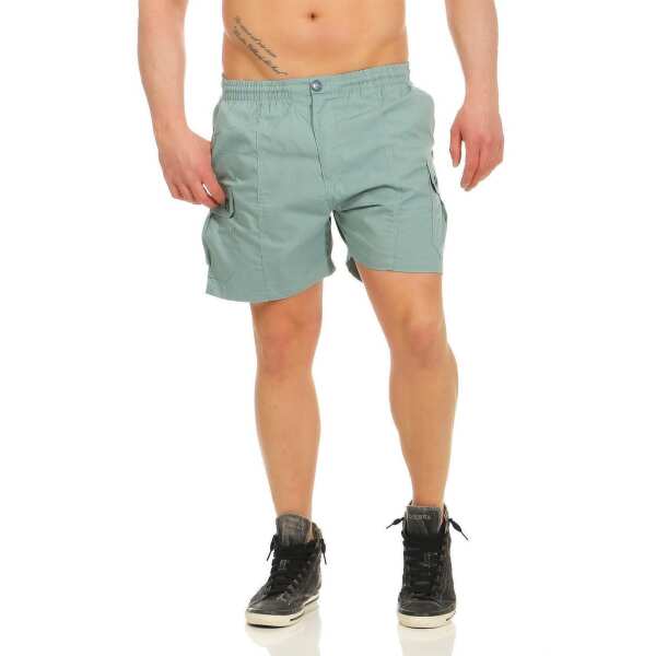 Herren Short Sporthose Freizeithose Bermudas mit Taschen; Dark Sea Green XL