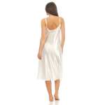 Damen langes Satin Negligé Nachtkleid mit Spitze + G-String
