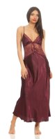 Damen langes Satin Negligé Nachtkleid Dessous +...