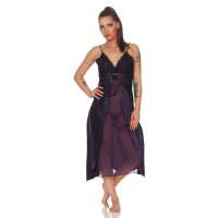 Damen langes Negligé Nachtwäsche Nachtkleid...