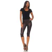 Damen 3/4 Leggings Legging Leggins Legings Hose Glanz; Muster 2 XS/S