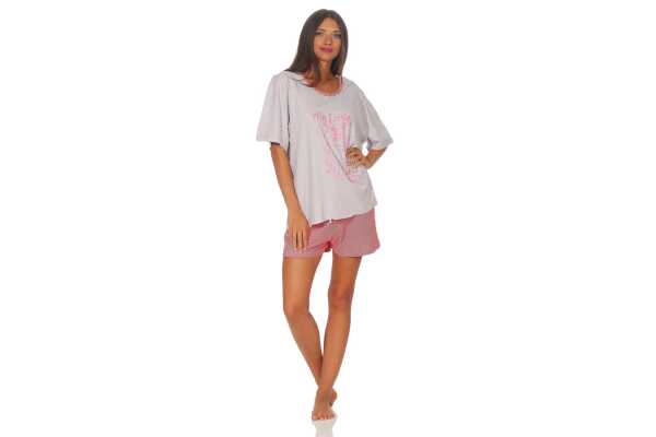 Damen kurzer Pyjama Tshirt mit Hotpants Nachtwäsche; Muster 4 M