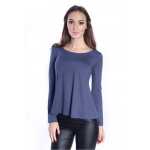 Damen Bluse Langarm-Shirt Asymmetrisch;