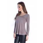 Damen Bluse Langarm-Shirt Asymmetrisch;