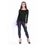 Damen Bluse Langarm-Shirt Asymmetrisch;
