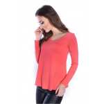 Damen Bluse Langarm-Shirt Asymmetrisch;