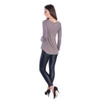 Damen Bluse Langarm-Shirt Asymmetrisch; Cappuccino 2XL/3XL