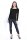Damen Bluse Langarm-Shirt Asymmetrisch; Schwarz L/XL