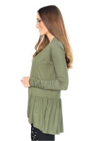 Damen Sweats Umhang Cardigan Blazer Poncho; Khaki 2XL/3XL