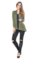 Damen Sweats Umhang Cardigan Blazer Poncho; Khaki 2XL/3XL