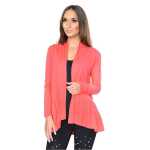 Damen Sweats Umhang Cardigan Blazer Poncho; Koralle L/XL