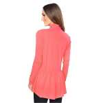 Damen Sweats Umhang Cardigan Blazer Poncho; Koralle L/XL