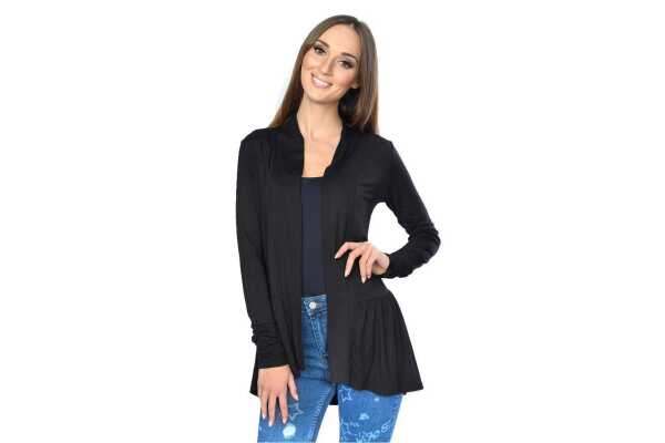 Damen Sweats Umhang Cardigan Blazer Poncho; Schwarz S/M